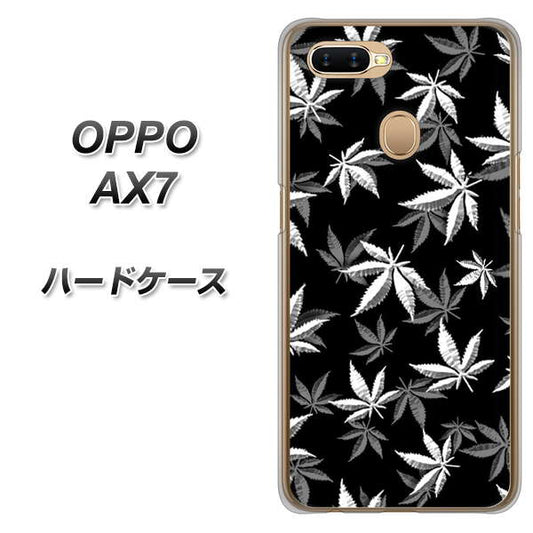 OPPO（オッポ） AX7 高画質仕上げ 背面印刷 ハードケース【064 モノトーン大麻ブラック】