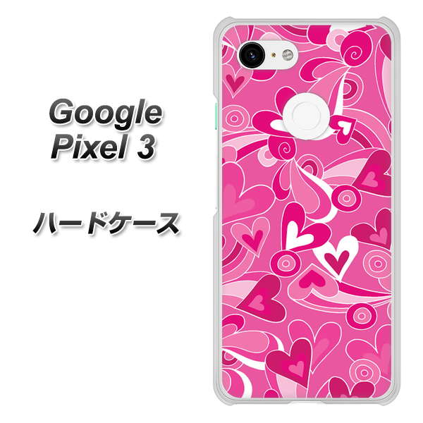Google Pixel 3 高画質仕上げ 背面印刷 ハードケース【383 ピンクのハート】