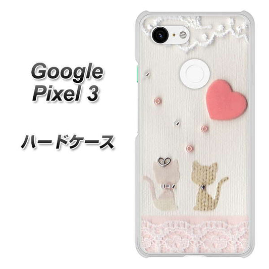 Google Pixel 3 高画質仕上げ 背面印刷 ハードケース【1104 クラフト写真ネコ（ハートM）】