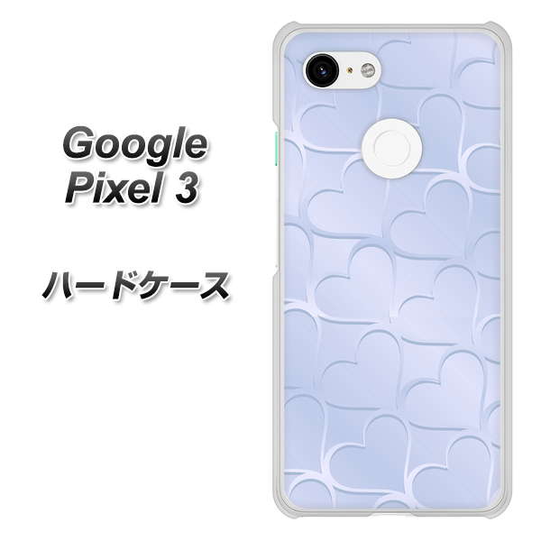 Google Pixel 3 高画質仕上げ 背面印刷 ハードケース【1341 かくれハート（ライトブルー）】