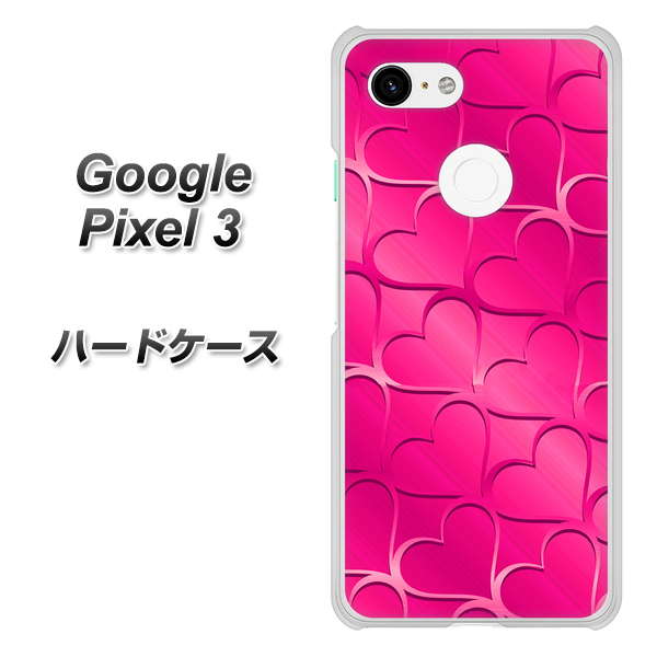 Google Pixel 3 高画質仕上げ 背面印刷 ハードケース【1347 かくれハート（ショッキングピンク）】