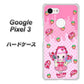 Google Pixel 3 高画質仕上げ 背面印刷 ハードケース【AG816 ストロベリードーナツ（水玉ピンク）】