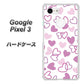 Google Pixel 3 高画質仕上げ 背面印刷 ハードケース【VA928 ハートがいっぱい パープル】