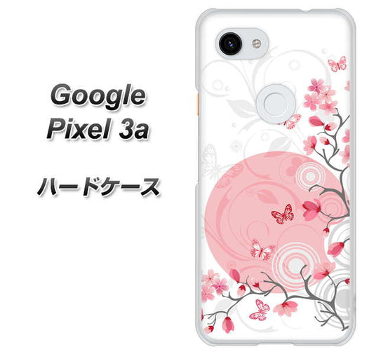Google Pixel 3a 高画質仕上げ 背面印刷 ハードケース【030 花と蝶（うす桃色）】