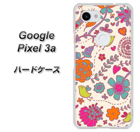 Google Pixel 3a 高画質仕上げ 背面印刷 ハードケース【323 小鳥と花】