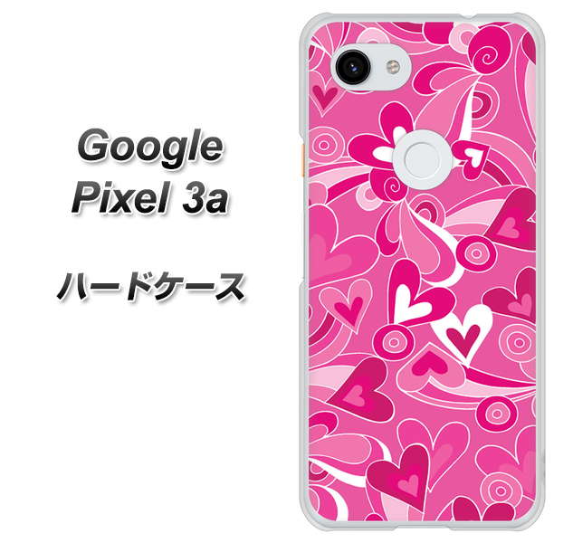 Google Pixel 3a 高画質仕上げ 背面印刷 ハードケース【383 ピンクのハート】