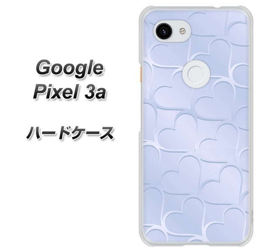 Google Pixel 3a 高画質仕上げ 背面印刷 ハードケース【1341 かくれハート（ライトブルー）】