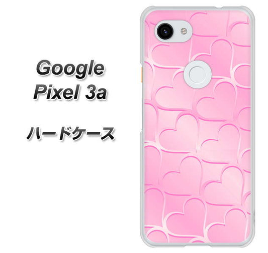 Google Pixel 3a 高画質仕上げ 背面印刷 ハードケース【1342 かくれハート（ピンク）】