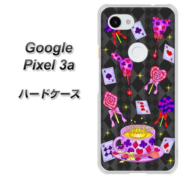 Google Pixel 3a 高画質仕上げ 背面印刷 ハードケース【AG818 トランプティー（黒）】