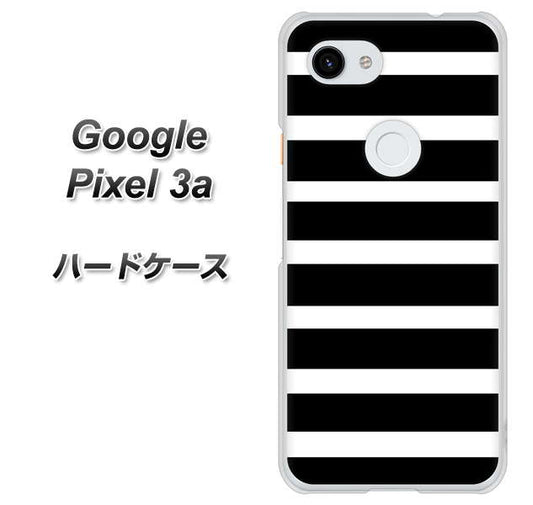 Google Pixel 3a 高画質仕上げ 背面印刷 ハードケース【EK879 ボーダーブラック（L）】