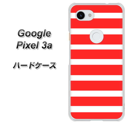 Google Pixel 3a 高画質仕上げ 背面印刷 ハードケース【EK881 ボーダーレッド】