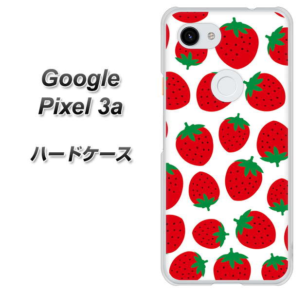 Google Pixel 3a 高画質仕上げ 背面印刷 ハードケース【SC811 小さいイチゴ模様 レッド】