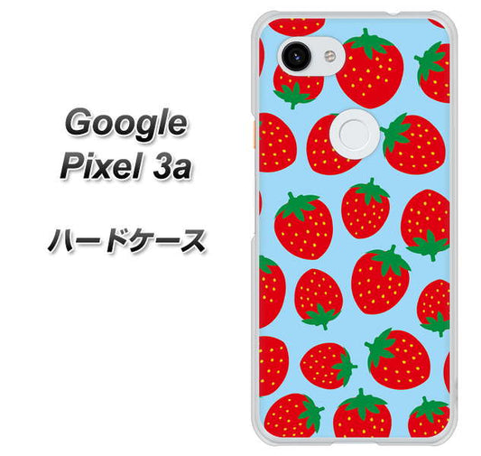 Google Pixel 3a 高画質仕上げ 背面印刷 ハードケース【SC814 小さいイチゴ模様 レッドとブルー】