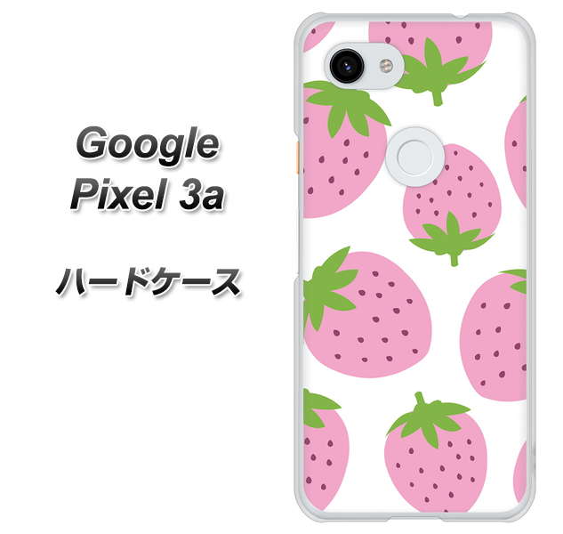 Google Pixel 3a 高画質仕上げ 背面印刷 ハードケース【SC816 大きいイチゴ模様 ピンク】