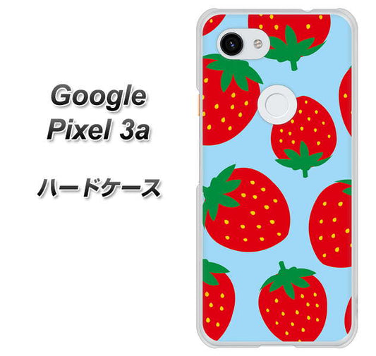 Google Pixel 3a 高画質仕上げ 背面印刷 ハードケース【SC821 大きいイチゴ模様レッドとブルー】