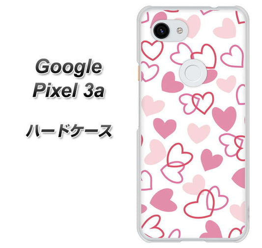 Google Pixel 3a 高画質仕上げ 背面印刷 ハードケース【VA929 ハートがいっぱい ピンク】