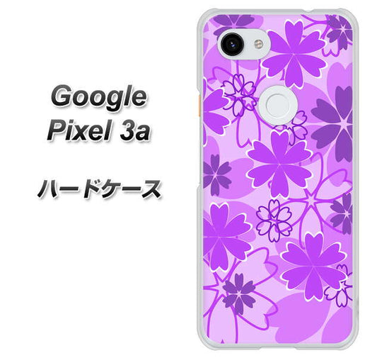 Google Pixel 3a 高画質仕上げ 背面印刷 ハードケース【VA960 重なり合う花　パープル】