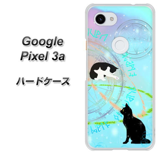 Google Pixel 3a 高画質仕上げ 背面印刷 ハードケース【YJ329 魔法陣猫　キラキラ　パステル】