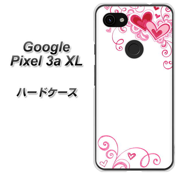 Google Pixel 3a XL 高画質仕上げ 背面印刷 ハードケース【365 ハートフレーム】