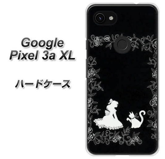 Google Pixel 3a XL 高画質仕上げ 背面印刷 ハードケース【1097 お姫様とネコ（モノトーン）】