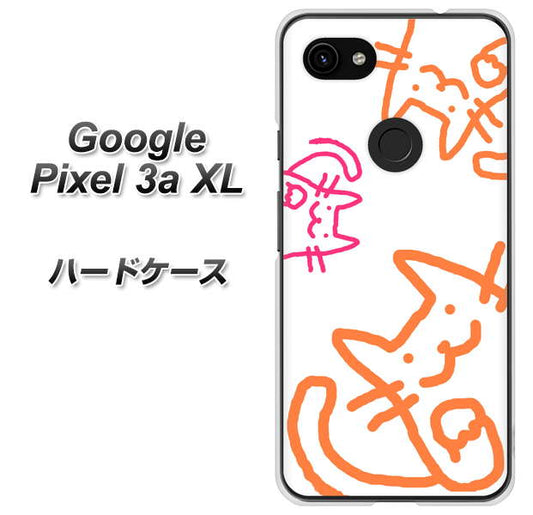 Google Pixel 3a XL 高画質仕上げ 背面印刷 ハードケース【1098 手まねきする3匹のネコ】