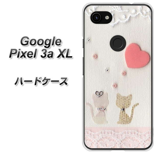 Google Pixel 3a XL 高画質仕上げ 背面印刷 ハードケース【1104 クラフト写真ネコ（ハートM）】