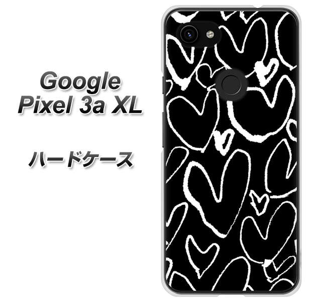 Google Pixel 3a XL 高画質仕上げ 背面印刷 ハードケース【1124 ハート BK＆WH】