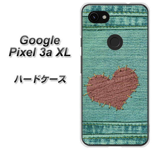 Google Pixel 3a XL 高画質仕上げ 背面印刷 ハードケース【1142 デニムとハート】