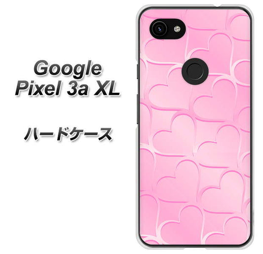 Google Pixel 3a XL 高画質仕上げ 背面印刷 ハードケース【1342 かくれハート（ピンク）】