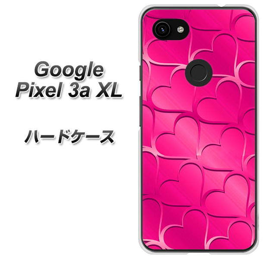 Google Pixel 3a XL 高画質仕上げ 背面印刷 ハードケース【1347 かくれハート（ショッキングピンク）】