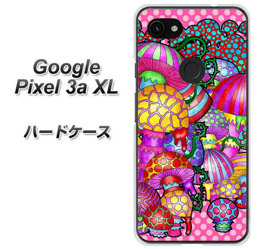 Google Pixel 3a XL 高画質仕上げ 背面印刷 ハードケース【AG806 きのこ（ピンク）】