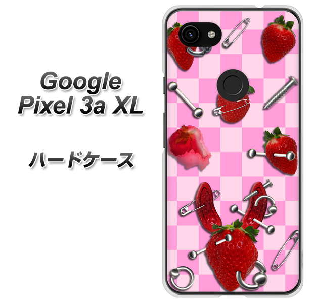 Google Pixel 3a XL 高画質仕上げ 背面印刷 ハードケース【AG832 苺パンク（ピンク）】