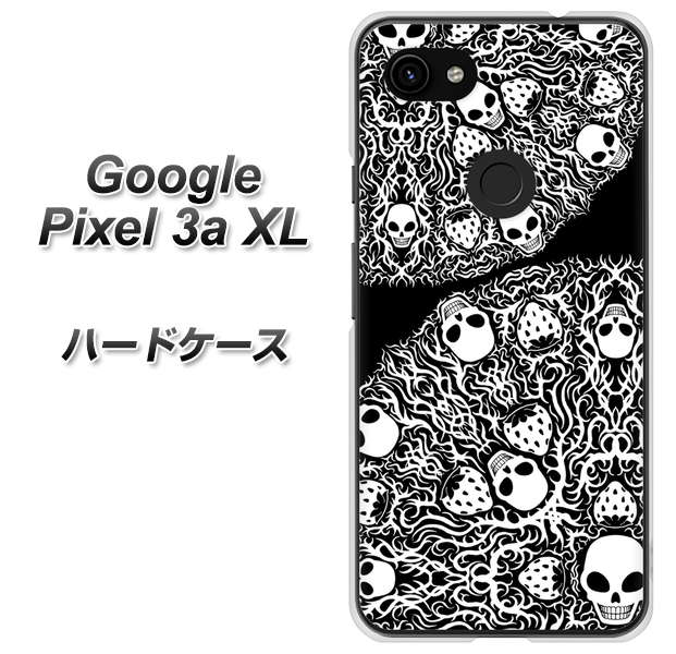 Google Pixel 3a XL 高画質仕上げ 背面印刷 ハードケース【AG834 苺骸骨曼荼羅（黒）】