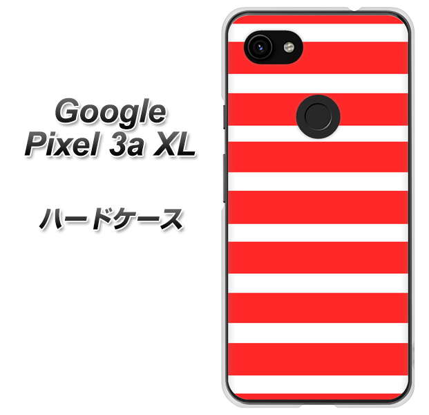 Google Pixel 3a XL 高画質仕上げ 背面印刷 ハードケース【EK881 ボーダーレッド】