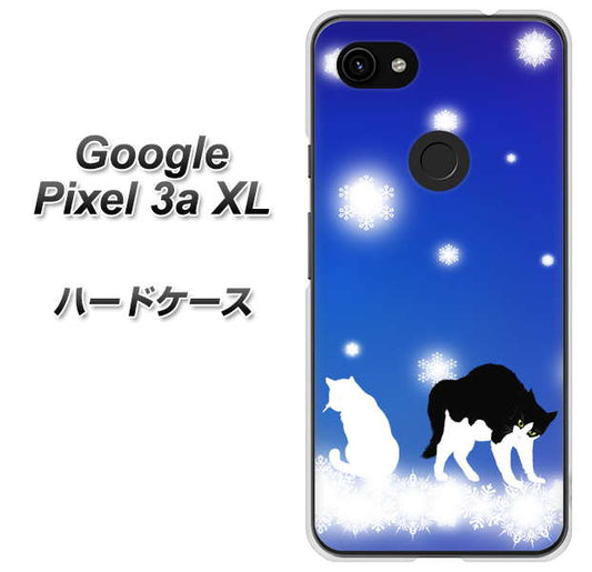 Google Pixel 3a XL 高画質仕上げ 背面印刷 ハードケース【YJ335 雪の結晶　はちわれ】