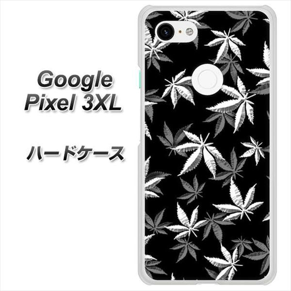 Google Pixel 3XL 高画質仕上げ 背面印刷 ハードケース【064 モノトーン大麻ブラック】