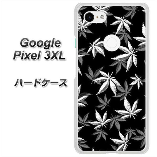 Google Pixel 3XL 高画質仕上げ 背面印刷 ハードケース【064 モノトーン大麻ブラック】