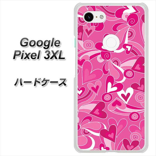 Google Pixel 3XL 高画質仕上げ 背面印刷 ハードケース【383 ピンクのハート】