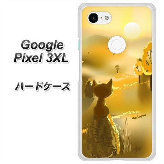 Google Pixel 3XL 高画質仕上げ 背面印刷 ハードケース【400 たそがれの猫】