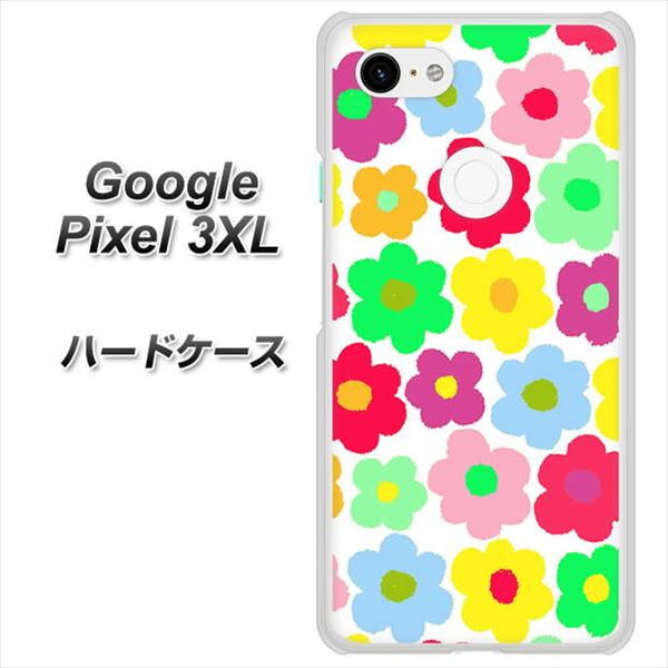 Google Pixel 3XL 高画質仕上げ 背面印刷 ハードケース【758 ルーズフラワーカラフル】