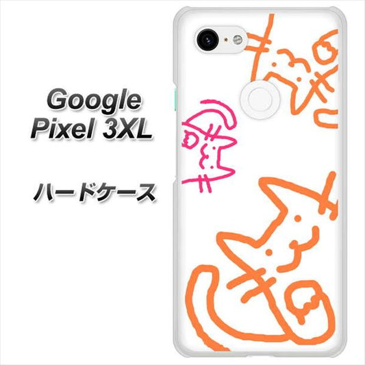 Google Pixel 3XL 高画質仕上げ 背面印刷 ハードケース【1098 手まねきする3匹のネコ】