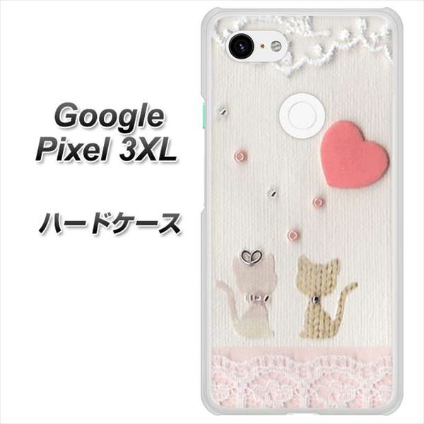 Google Pixel 3XL 高画質仕上げ 背面印刷 ハードケース【1104 クラフト写真ネコ（ハートM）】