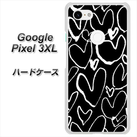 Google Pixel 3XL 高画質仕上げ 背面印刷 ハードケース【1124 ハート BK＆WH】