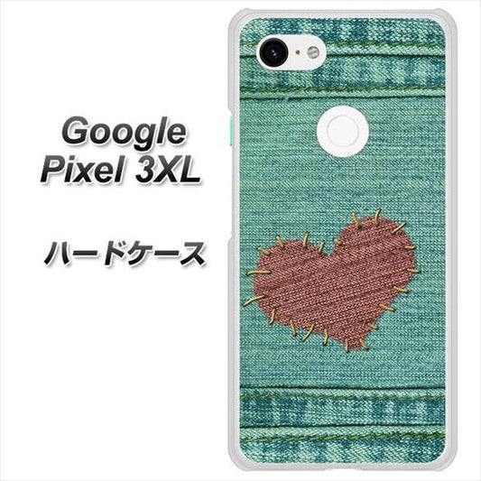 Google Pixel 3XL 高画質仕上げ 背面印刷 ハードケース【1142 デニムとハート】