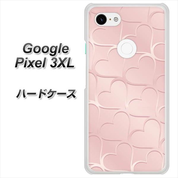 Google Pixel 3XL 高画質仕上げ 背面印刷 ハードケース【1340 かくれハート（ローズピンク）】
