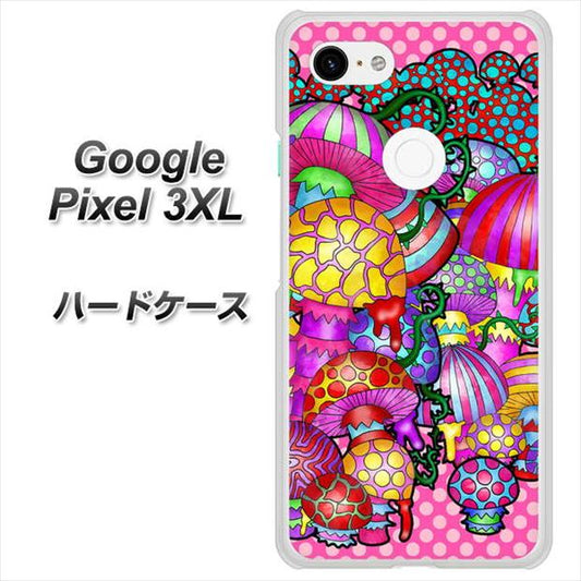 Google Pixel 3XL 高画質仕上げ 背面印刷 ハードケース【AG806 きのこ（ピンク）】