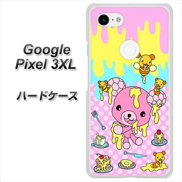 Google Pixel 3XL 高画質仕上げ 背面印刷 ハードケース【AG822 ハニベア（水玉ピンク）】