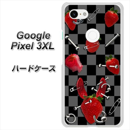 Google Pixel 3XL 高画質仕上げ 背面印刷 ハードケース【AG833 苺パンク（黒）】