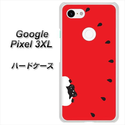 Google Pixel 3XL 高画質仕上げ 背面印刷 ハードケース【IA812 すいかをかじるネコ】