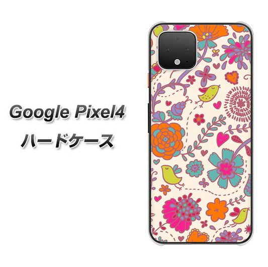 Google Pixel 4 高画質仕上げ 背面印刷 ハードケース【323 小鳥と花】